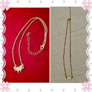 Necklace - 16-18”L - gold tone metal w/ crystal studded butterfly. New- BOGO ⬇️